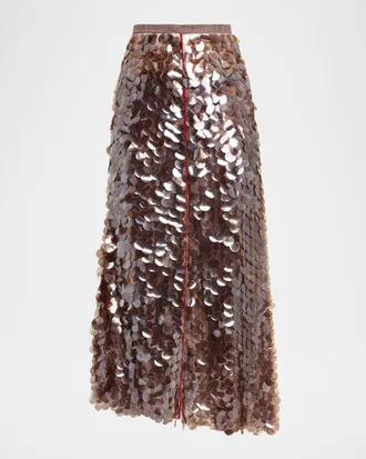 Fabiana Filippi Asymmetric Paillette Midi Skirt