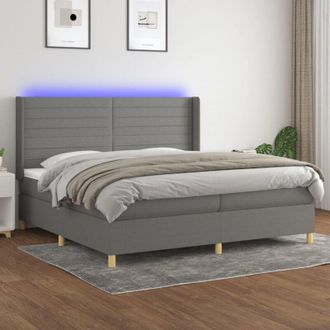 vidaXL Vidaxl - Cama Box Spring Colch&oacute;n Y Luces Led Tela Gris Claro 200x200 Cm