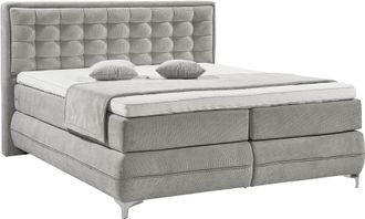 Musterring Boxspringbett »Dubai« Winkelfuss in Chrom, 3 Härtegrade, Kopfteil in Kassettensteppung