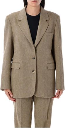 Golden Goose Jassen, Dames, Bruin, S, Katoen, Herringbone Blazer Jas Bruin Aw 25