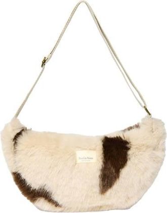 Studio Noos crossbody tas Faux Fur Cow ecru/bruin