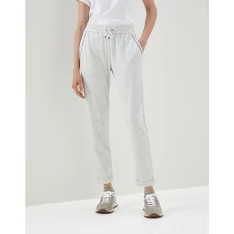 Brunello Cucinelli Light Grey Cotton Blend Trousers, Size XXS
