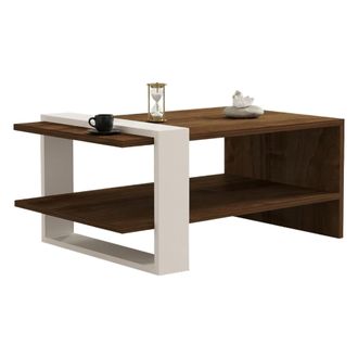Dmora Mesa De Centro Cambiago, Un Compartimento, Forma Rectangular, Color Tapa Marr&oacute;n, 80x50x35h Cm Nogal Marr&oacute;n
