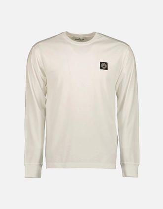Stone Island Mens Long Sleeve Cotton Jersey T-Shirt - White - Size: 44