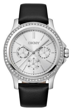 Gevril Group Crystal Bezel Leather Strap Watch, 38mm in Black at Nordstrom Rack