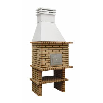 Movelar M&oacute;dulo De Horno Luxor Royal Gris/naranja 107x94x271 Cm Horno De Obra Modular Para Jard&iacute;n Dise&ntilde;o Moderno Para Cocinar Al Exterior - Ref: 3513 - Movelar