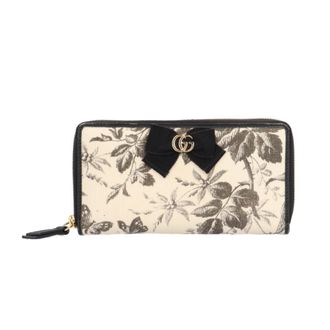 Gucci Beige Black Canvas Long Wallet (Bi-Fold) (Pre-Owned)