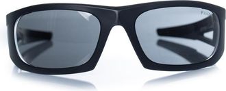 Prada Prada, matte zwarte zonnebril met rood logo