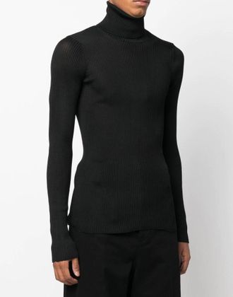 Off-white Mens Helvetica Logo Turtleneck Black Polyester