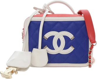 Chanel Trousse CC Filigree piccola in pelle Caviar tricolore 2018-2019 - Blu