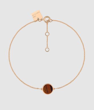 Ginette NY Bracelet Ever Mini Disc OEil de Tigre Or Rose