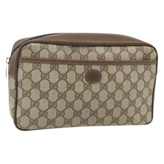 Gucci Pre-owned Clutches, female, Beige, Size: ONE SIZE Pre-owned Vintage GG Canvas Clutch