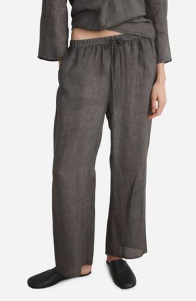 Mango Ramie Pajama Pants in Charcoal at Nordstrom, Size Small