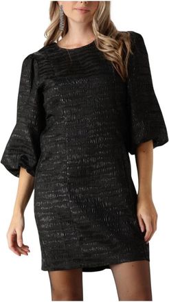 Minus Elegante Zwarte Korte Jurk - Dames - Korte kleedjes - Zwart - M - Polyester - Kleedjes