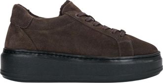 Estro & Luminara Velours Suede Sneakers met Voering van Nepbont - Dames - Schoenen - Bruin - Maat: 37 EU Velours