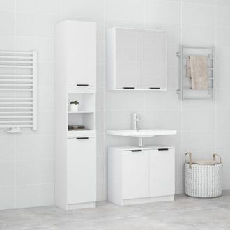 vidaXL Set di Mobili da Bagno 3 pz Bianco in Legno Multistrato - Vidaxl