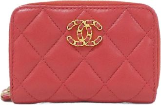Chanel Red Color Leather Coin Purse/Coin Case (Pre-Owned)