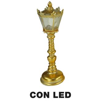 Vacchetti Farola Resina Led Oro Cm13x12,5h41,5