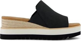 Toms Diana Mule Sandals Womens Black Leather Platform Wedge Heel ZOGG2618