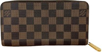 Louis Vuitton Damier Brown Leather Long Wallet (Bi-Fold) (Pre-Owned)
