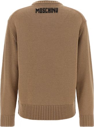 Moschino Wanted Lamb Intarsia Virgin Wool Sweater - Beige