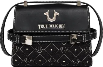 True Religion Studded Denim Flap Crossbody Bag