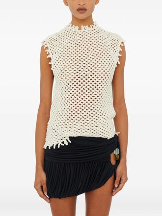 CHRISTOPHER ESBER Lattice knitted vest - women - Wool/Nylon/Acrylic/Spandex/Elastane - M - White