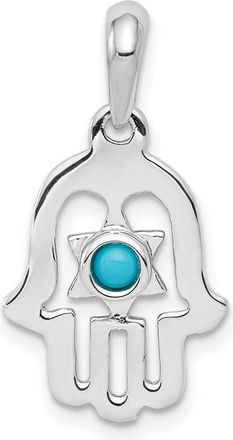 Diamond2Deal 14k White Gold Turquoise Chamseh Pendant