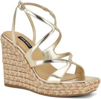 Nine West Adriane Platform Wedge Sandal in Gold at Nordstrom, Size 8.5
