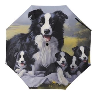 Generic Border Collie Little Around Mama Travel Umbrella Automatic And Manual Sun&Rain Umbrellas 3 Folding for Women Men