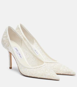 Jimmy Choo London Love embroidered tulle pumps