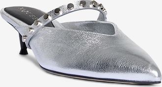 Alexander McQueen Metallic-Leder-Pantoletten Revel 50