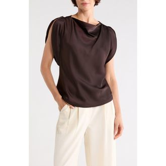 DKNY Satin Flutter Sleeve Top in Tobacco at Nordstrom Rack, Size X-Small