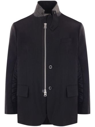 sacai high-neck zip-up blazer - Black