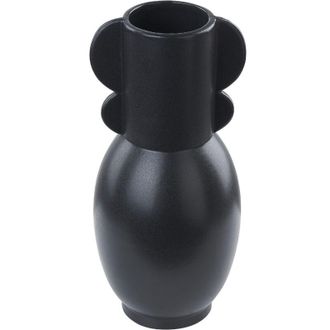 Beliani Florero De Porcelana Negra 29 Cm Jarr&oacute;n Mesa Accesorio Decorativo Moderno Mytilene