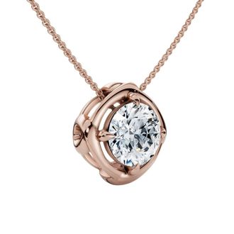 Pompeii3 3/4Ct Natural Diamond Unspoken Pendant 14k Gold 18 Womens Solitaire Necklace