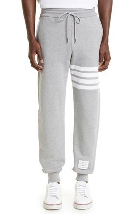 Thom Browne Stripe Jogger Pants in 068 - Lt Grey Htr/optic White at Nordstrom, Size 5