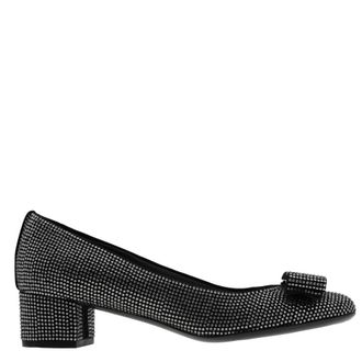 Ferragamo Vara Crystal-Embellished Pumps, Size 7 C