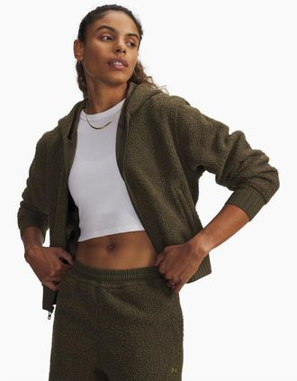 Under Armour Womens High Pile Fleece Jacket - Green - Size: 14