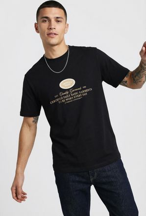Jack & Jones Plus Size Kurzarmshirt JORGREENE BRANDING TEE SS CN PLS, Herren, Gr. 4XL, schwarz, Jersey, Obermaterial: 100% Baumwolle, JACK & JONES PLUSSIZE, bedruckt, normal