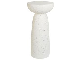 Beliani Tavolino In Fibra Di Vetro Mgo Di Forma Rotonda Con Effetto Terrazzo Bianco Cadini