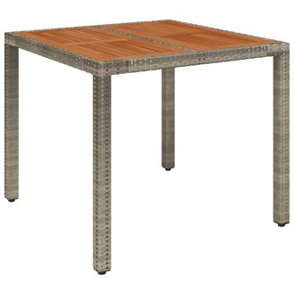 vidaXL Mesa De Jard&iacute;n Superficie De Madera Rat&aacute;n Pe Gris 90x90x75 Cm Vidaxl