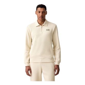 Emporio Armani Sweatshirt met korte rits - Heren - Sweatshirts & Hoodies - Beige - Maat: S Katoen