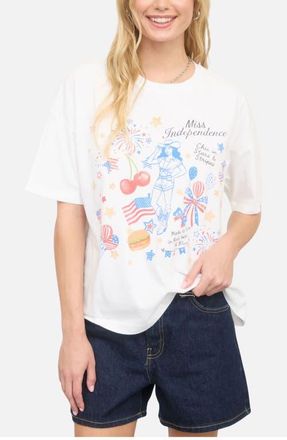 J.O.A. Miss Independence Graphic Cotton T-Shirt in White at Nordstrom, Size Medium