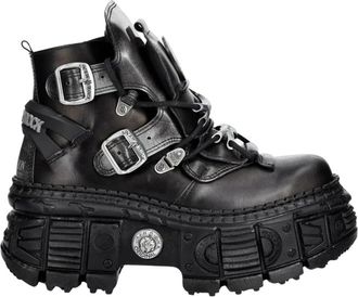New Rock Enkellaarsjes - Dames - Veterlaarzen - Zwart - 37 EU - Schoenen