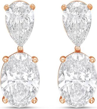 Diana M. Jewels 14K Rose Gold 15.00 Cts of Lab grown pear and oval shape diamond drop earrings
