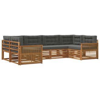 vidaXL Conjunto De Sof&aacute;s De Exterior 6 Pcs Natural Y Antracita Vidaxl