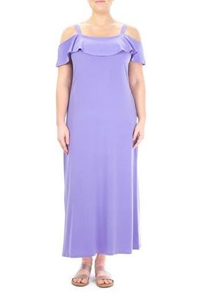 Nina Leonard Ruffle Cold Shoulder Maxi Dress in Lilac at Nordstrom Rack, Size Medium