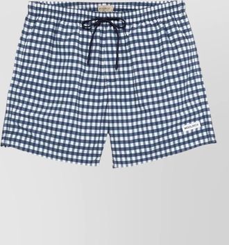 Woolrich checkered swim shorts elastic waistband pockets