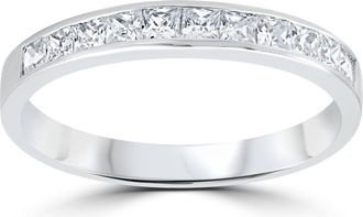 Pompeii3 3/8ct Princess Cut Diamond Wedding Anniversary Ring 14K White Gold Size Selectable